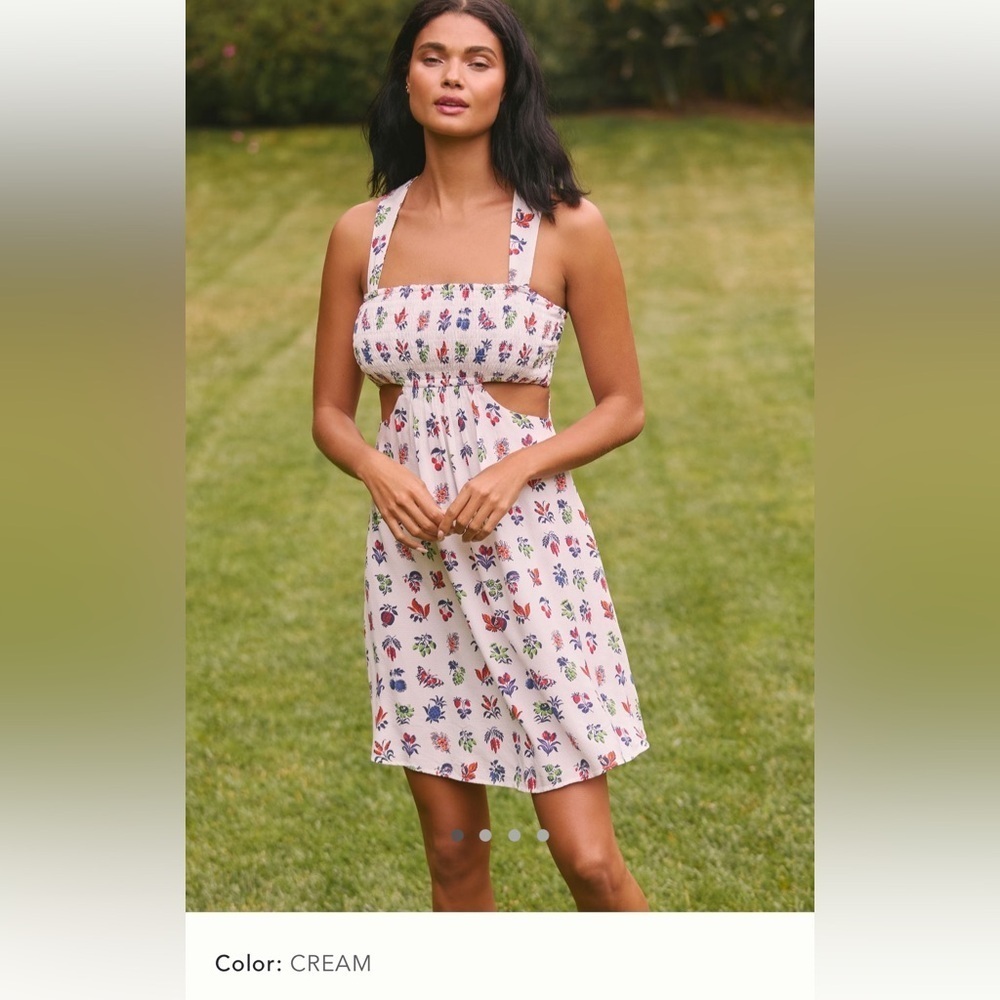 NWT new Anthropologie piper bandeau cutout mini dress medium cream print